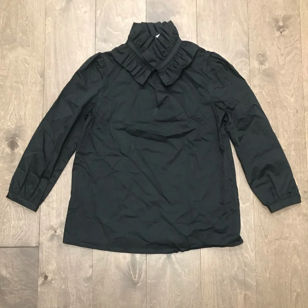 NWT - Tuckernuck Black Ruffle Neck Bouvier Blouse - XS - Picture 4 of 10